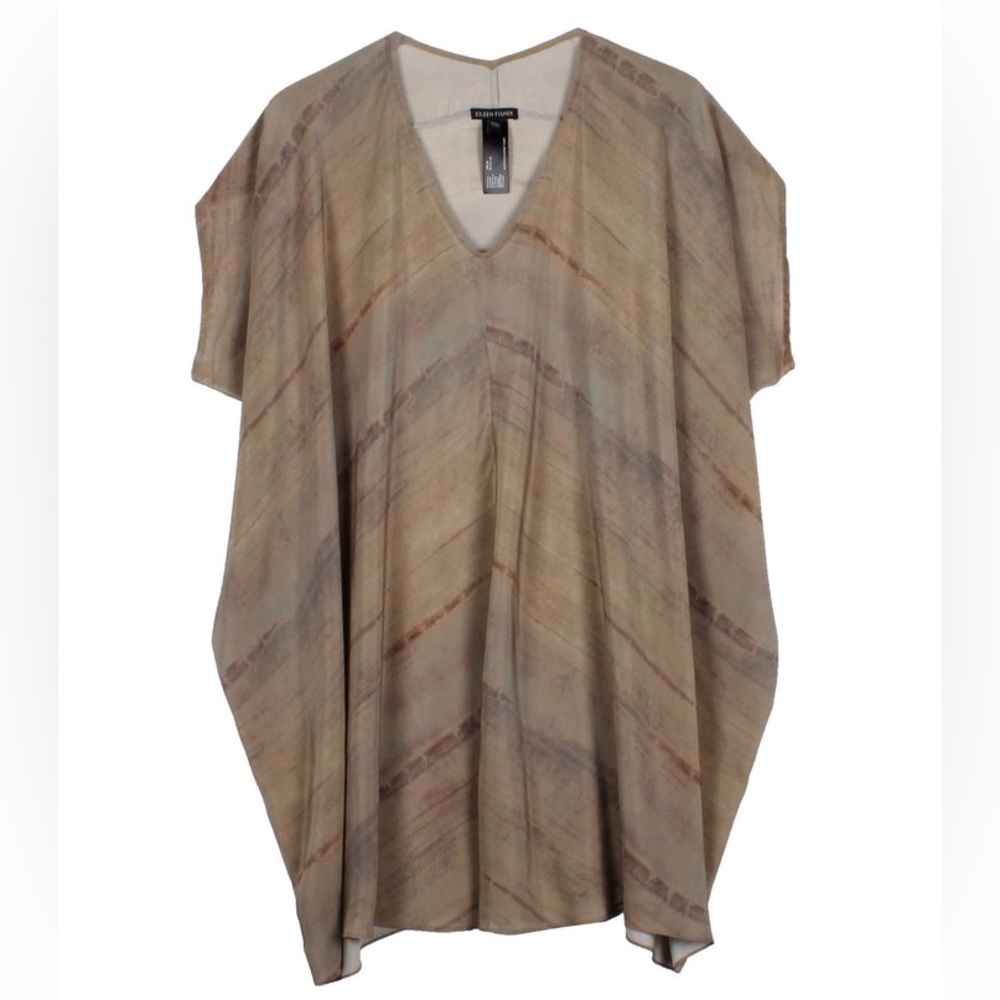 Eileen Fisher silk v neck tunic size M